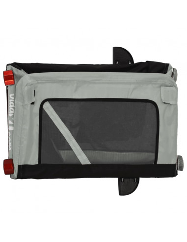 Rimorchio da Bici per Animali Grigio e Nero Oxford e Ferro