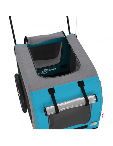 Rimorchio da Bici per Animali Blu e Grigio Oxford e Ferro