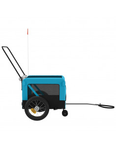 Rimorchio da Bici per Animali Blu e Nero Oxford e Ferro 2