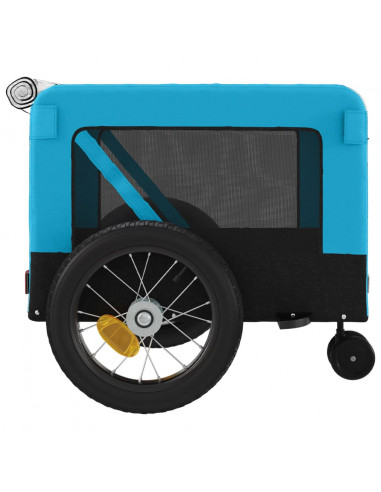 Rimorchio da Bici per Animali Blu e Nero Oxford e Ferro
