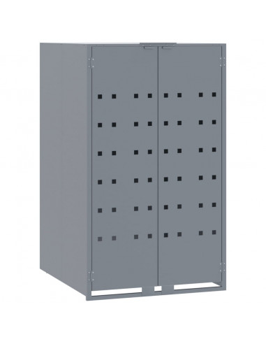 Copribidone con Ruote per 2 Bidoni Grigio 138x79x117cm Acciaio