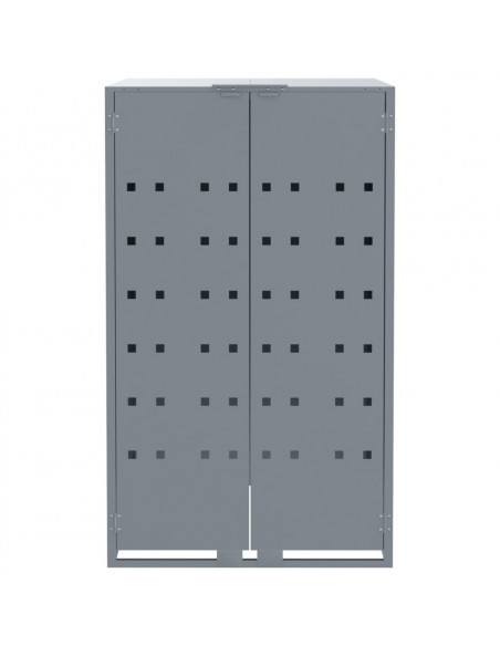 Copribidone con Ruote per 2 Bidoni Grigio 138x79x117cm Acciaio
