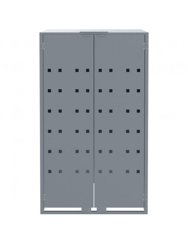 Copribidone con Ruote per 6 Bidoni Grigio 414x79x117cm Acciaio