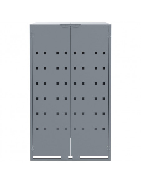 Copribidone con Ruote per 6 Bidoni Grigio 414x79x117cm Acciaio