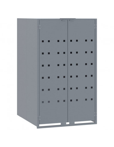 Copribidone con Ruote Bidone Singolo Grigio 69x79x117cm Acciaio