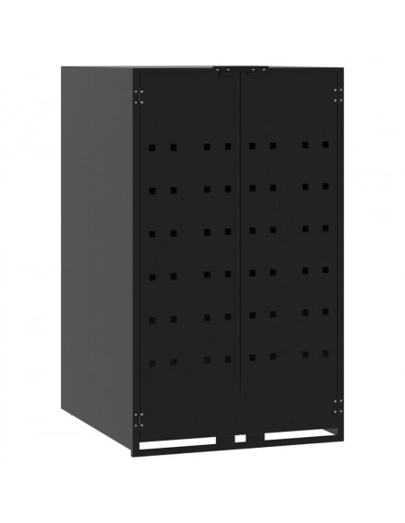Copribidone con Ruote per 2 Bidoni Nera 138x79x117cm in Acciaio