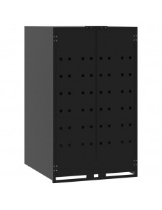 Copribidone con Ruote per Bidone Singolo Nero 69x79x117 Acciaio 2