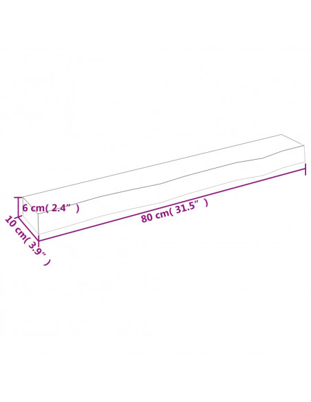 Ripiano Muro Marrone Chiaro 80x10x6 cm Massello Rovere Trattato