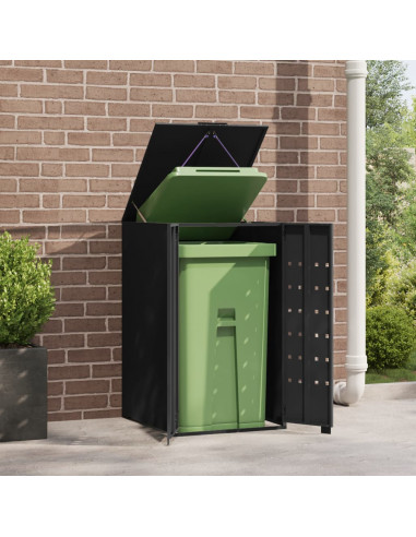 Copribidone con Ruote per Bidone Singolo Nero 69x79x117 Acciaio