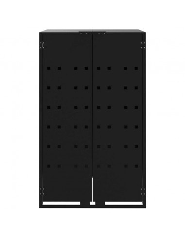 Copribidone con Ruote per 5 Bidoni Nera 345x79x117cm in Acciaio