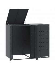 Copribidone con Ruote 2 Bidoni Antracite 138x79x117cm Acciaio 2