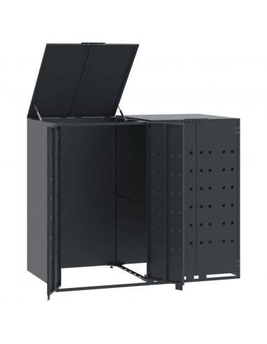 Copribidone con Ruote 2 Bidoni Antracite 138x79x117cm Acciaio