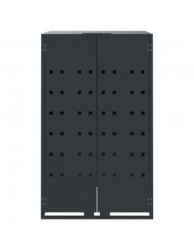 Copribidone con Ruote 2 Bidoni Antracite 138x79x117cm Acciaio