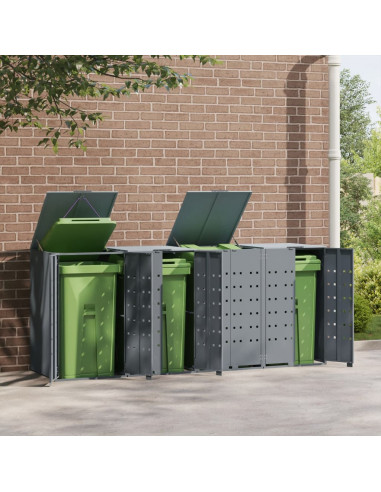 Copribidone con Ruote per 4 Bidoni Grigio 276x79x117cm Acciaio