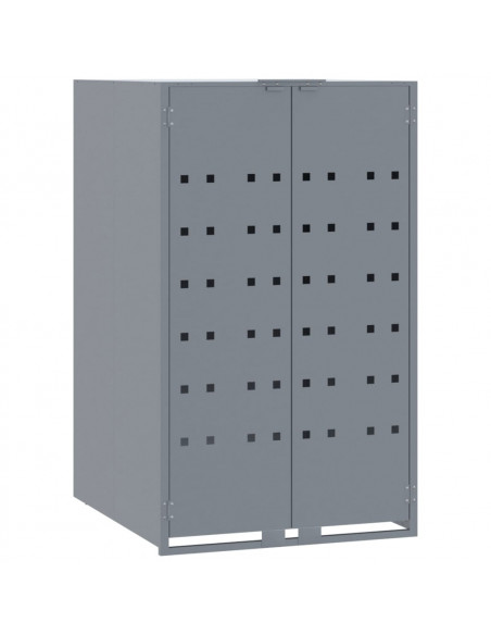 Copribidone con Ruote per 4 Bidoni Grigio 276x79x117cm Acciaio