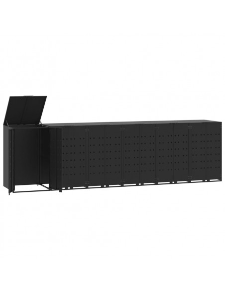 Copribidone con Ruote per 6 Bidoni Nera 414x79x117cm in Acciaio