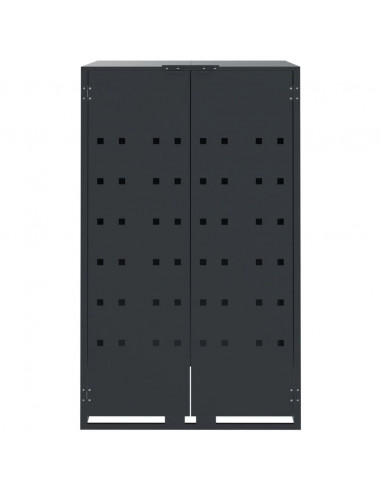 Copribidone con Ruote 3 Bidoni Antracite 207x79x117cm Acciaio