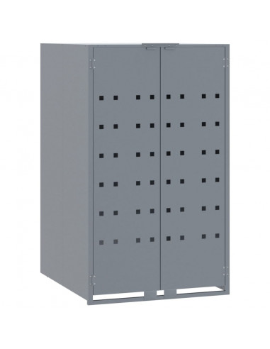 Copribidone con Ruote per 3 Bidoni Grigio 207x79x117cm Acciaio