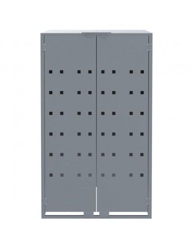 Copribidone con Ruote per 3 Bidoni Grigio 207x79x117cm Acciaio