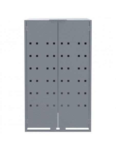 Copribidone con Ruote per 3 Bidoni Grigio 207x79x117cm Acciaio