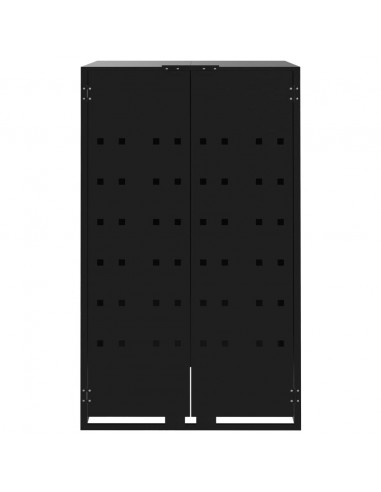 Copribidone con Ruote per 3 Bidoni Nera 207x79x117cm in Acciaio