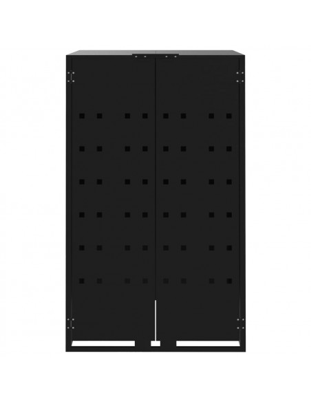 Copribidone con Ruote per 3 Bidoni Nera 207x79x117cm in Acciaio