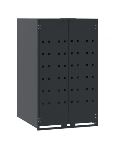 Copribidone con Ruote 6 Bidoni Antracite 414x79x117cm Acciaio