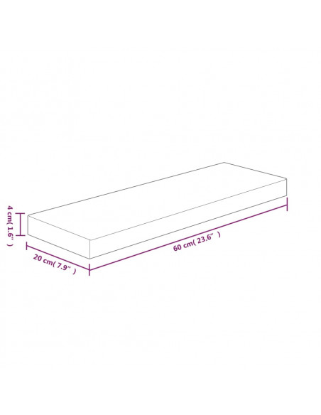 Ripiano60x20x4 cm Legno Massello di Rovere Non Trattato