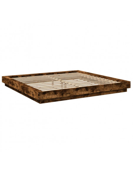 Giroletto con Luci LED Rovere Fumo 180x200 cm Legno Multistrato