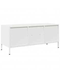 Mobile TV Bianco 101,5x39x43,5 cm in Acciaio Laminato a Freddo 2