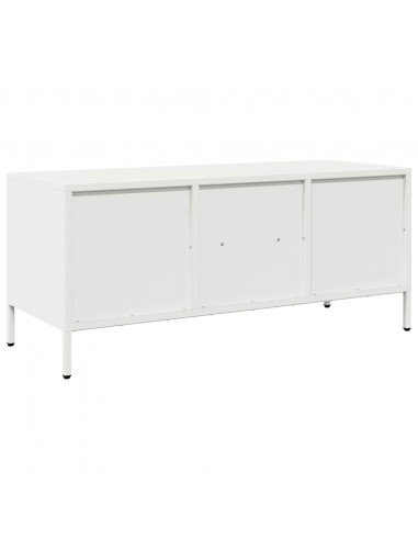 Mobile TV Bianco 101,5x39x43,5 cm in Acciaio Laminato a Freddo