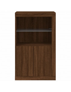 Armadietto con Luci LED Rovere Marrone in Legno Multistrato 2