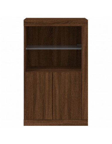 Armadietto con Luci LED Rovere Marrone in Legno Multistrato