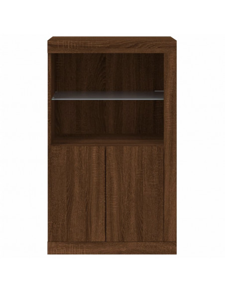 Armadietto con Luci LED Rovere Marrone in Legno Multistrato