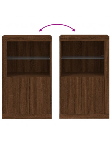 Armadietto con Luci LED Rovere Marrone in Legno Multistrato