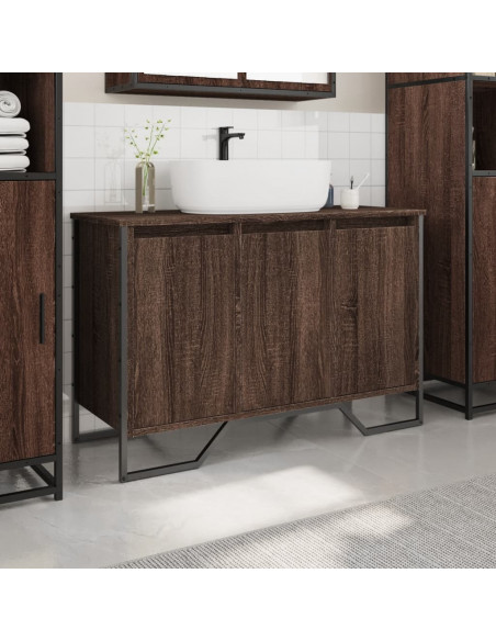 Mobile Lavabo Bagno Rovere Marrone 91x35x60cm in Truciolato