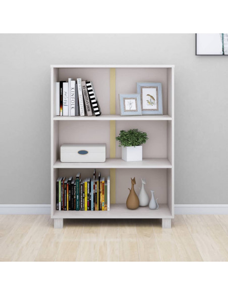 Libreria HAMAR Bianca 85x35x112 cm in Legno Massello di Pino