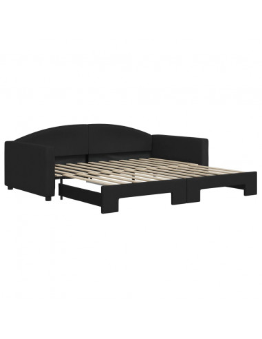 Divano Letto con Letto Estraibile Nero 100x200 cm in Tessuto