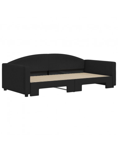 Divano Letto con Letto Estraibile Nero 100x200 cm in Tessuto
