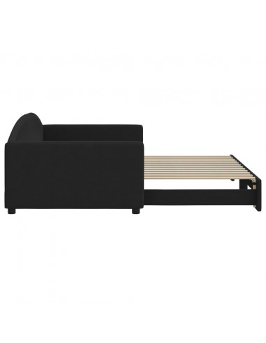 Divano Letto con Letto Estraibile Nero 100x200 cm in Tessuto