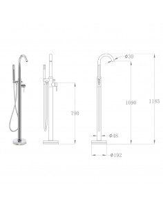Rubinetteria a Colonna per Vasca da Bagno Acciaio Inox 118,5 cm