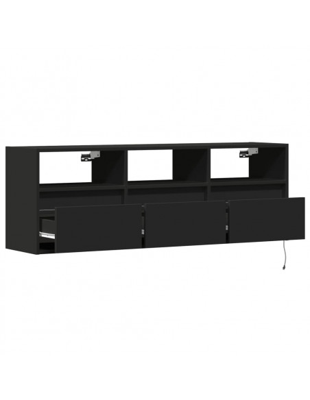 Mobile TV a Parete con Luci LED Nero 130x31x45 cm