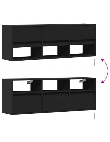 Mobile TV a Parete con Luci LED Nero 130x31x45 cm