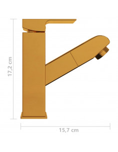 Rubinetto Lavabo da Bagno Funzione Estraibile Oro 157x172 mm