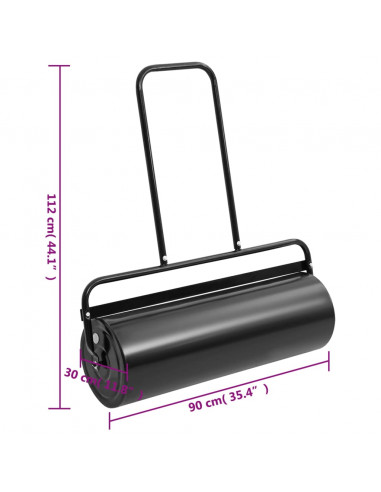 Rullo da Giardino con Manico Nero 63 L Ferro e Acciaio