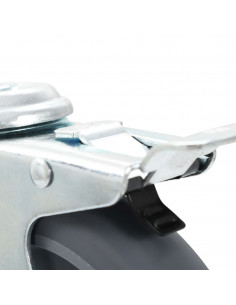 Ruote Girevoli con Foro per Bulloni e Doppio Freno 4 pz 125 mm 2