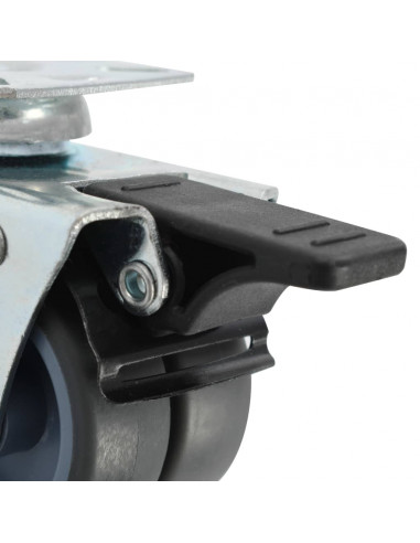 Ruote Girevoli Gemellate con Doppio Freno 4 pz 50 mm