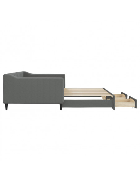 Divano Letto Estraibile Cassetti Grigio Scuro 100x200cm Tessuto