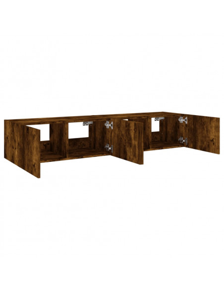 Mobili TV a Parete con Luci LED 2pz Rovere Fumo 80x35x31 cm