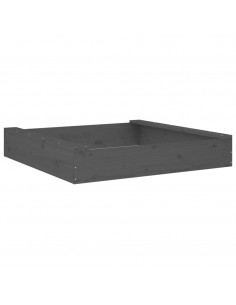 Sabbiera con Sedute Grigia Quadrata in Legno Massello di Pino